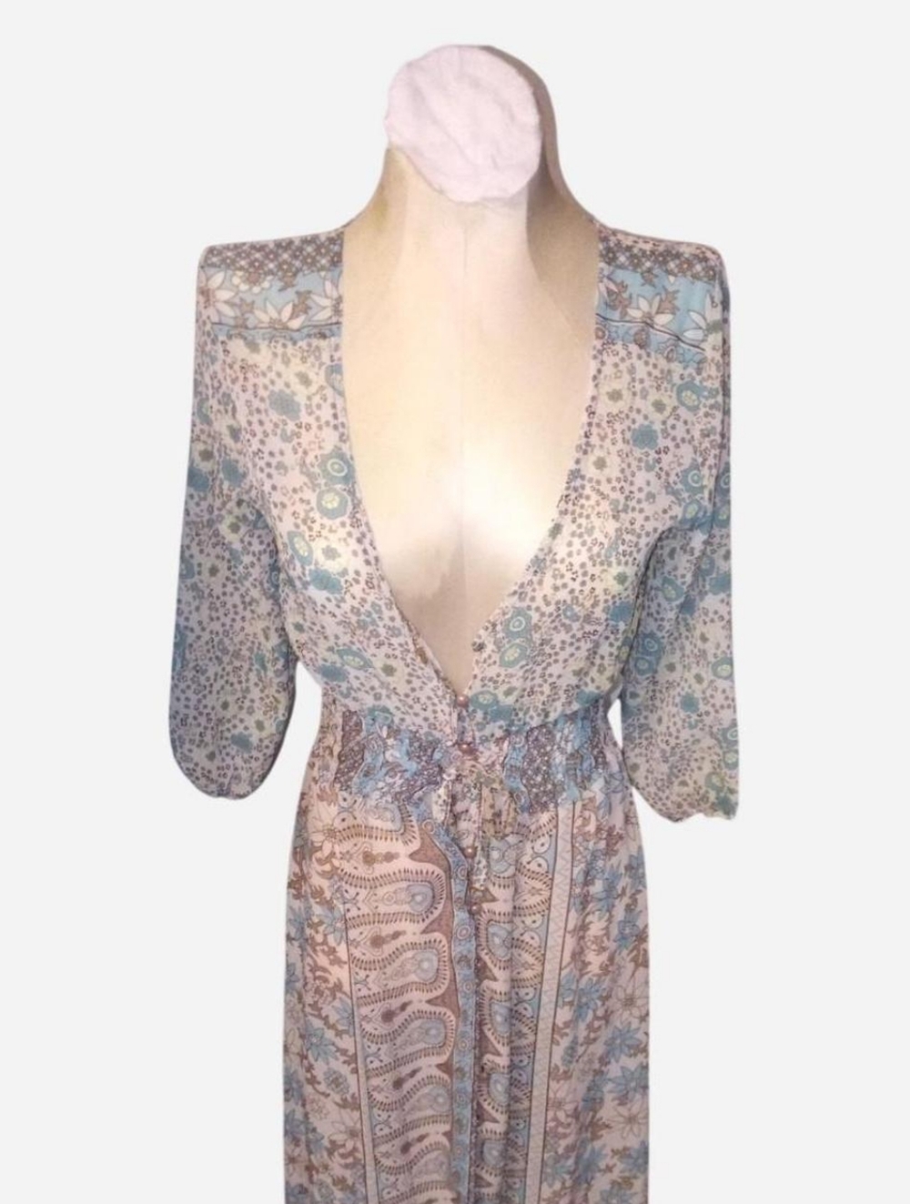 Source Unknown Beige Boho Asymmetrical Maxi Dress